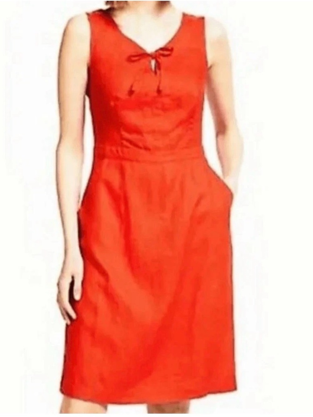 Boden Rae red  Linen Midi Sleeveless Dress Womens 18L